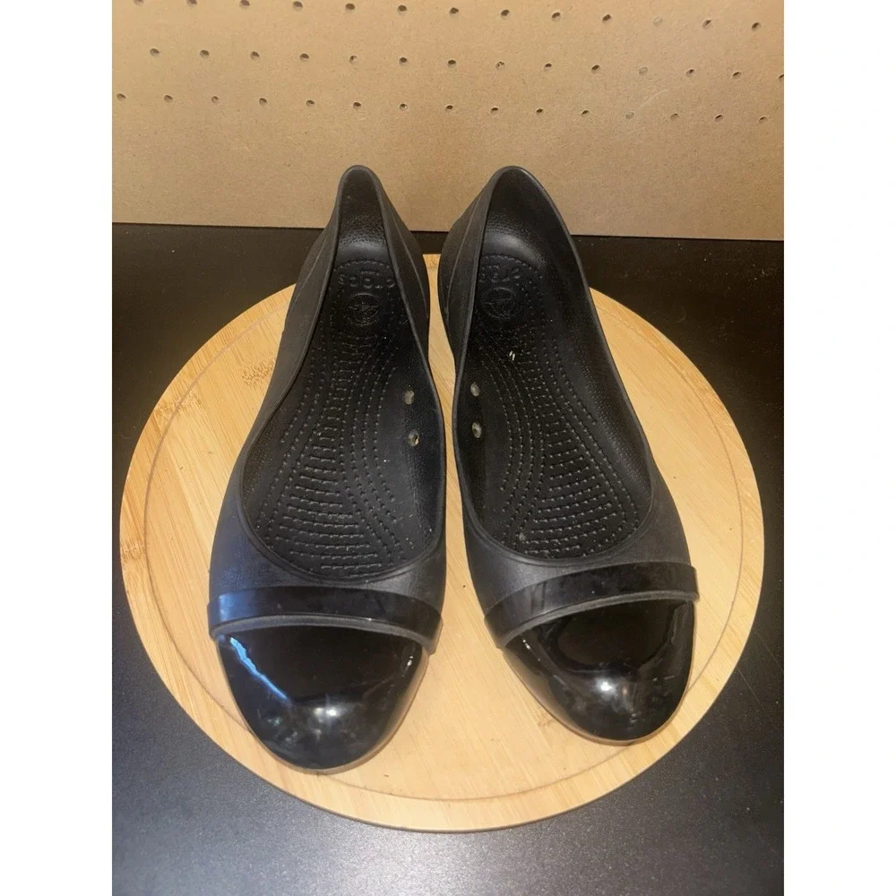Crocs Womens Brynn Ballet Flats Shoes Black Slip On Strap Round Toe Comfort Sz 9 - Picture 7 of 9